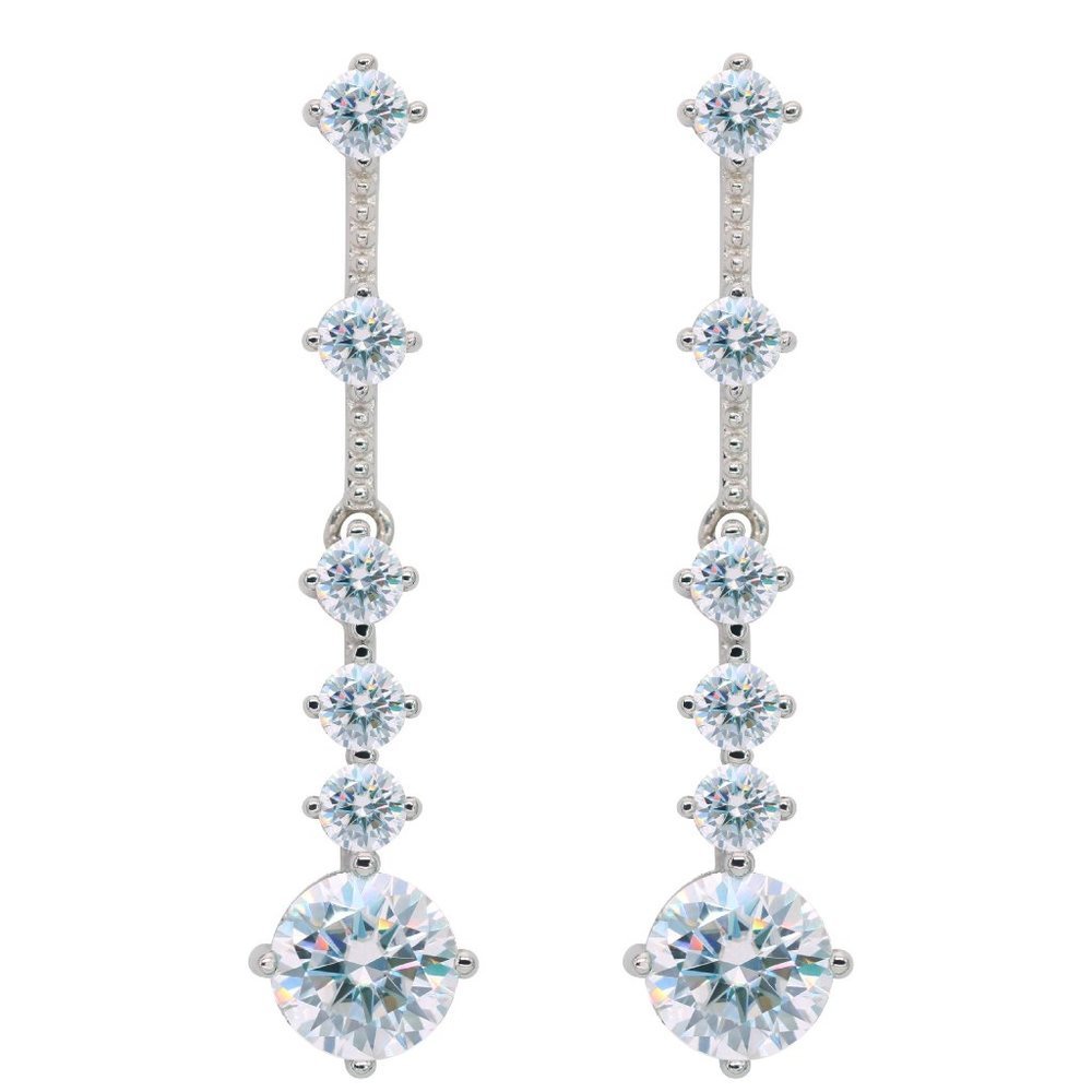 Certified 3ct. t.w. Moissanite Diamond Drop Linear Long Earrings NEW - Picture 4 of 13